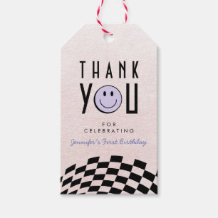 Étiquettes-cadeau Premier Anniversaire D'une Fille Géniale Damier Ré