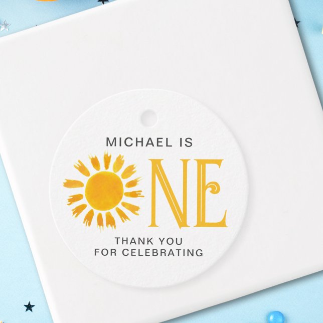 Étiquettes Cadeau Premier anniversaire Merci du soleil (Créateur téléchargé)