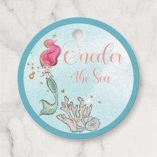Étiquettes Cadeau Premier anniversaire ONE der the Sea Mermaid Anniv