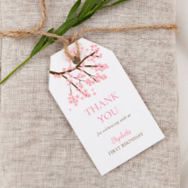 Étiquettes-cadeau Premier Anniversaire Printemps Cerise Fleurs Flora