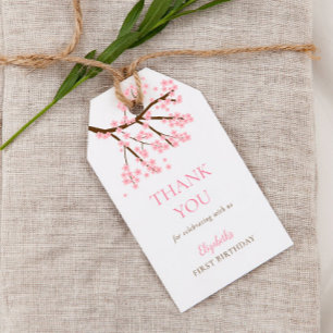 Étiquettes-cadeau Premier Anniversaire Printemps Cerise Fleurs Flora