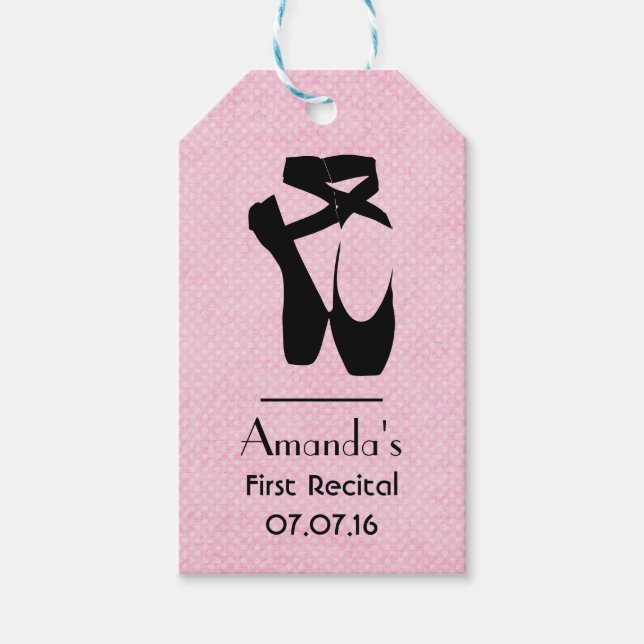 Étiquettes-cadeau Premier considérant avec chaussures de ballet En P (Devant)