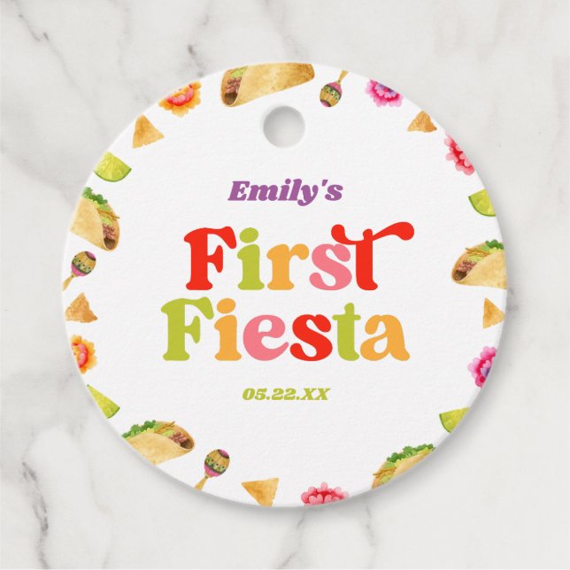 Étiquettes Cadeau Premier Fiesta Taco 1er Anniversaire (Devant)
