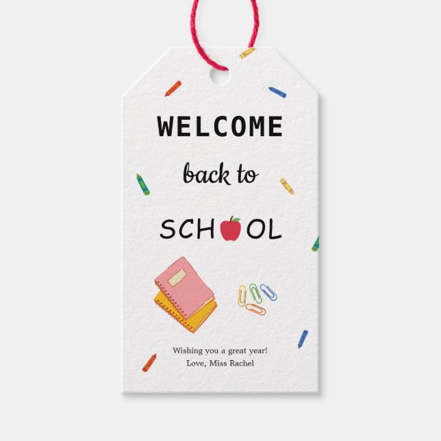 Étiquettes-cadeau Premier jour de l'école Retour à l'école Professeu (Devant)