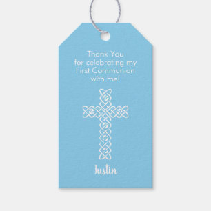 Étiquettes-cadeau Premier Merci Communion Favor Bleu bébé