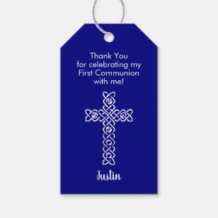 Étiquettes-cadeau Premier Merci de communion Favor Navy Blue