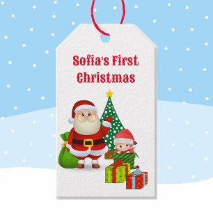 Étiquettes-cadeau Premier Noël Baby's Personnaliser Nom Elf