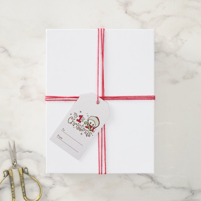 Étiquettes-cadeau Premier Noël du bébé (Avec de la ficelle)