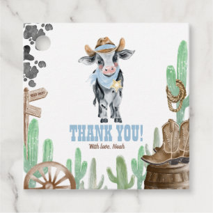 Étiquettes Cadeau Premier Rodéo 1er Anniversaire Bébé Vache Merci