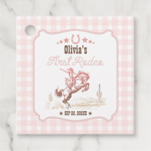 Étiquettes Cadeau Premier Rodéo 1er Anniversaire Rose Western