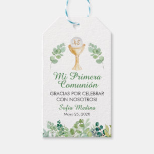 Étiquettes-cadeau Première communion Feuille verte Primera Comunion