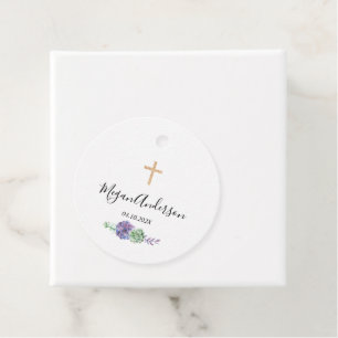 Étiquettes Cadeau Première communion Purple et Gold Elegant Faver Ta