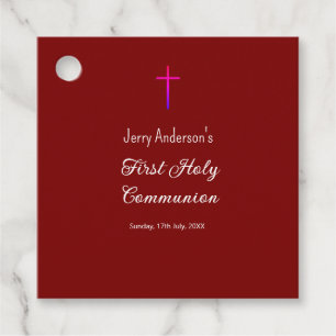 Étiquettes Cadeau Première communion sacrée catholique simple QR min