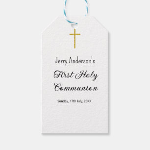 Étiquettes-cadeau Première communion sacrée catholique simple QR min