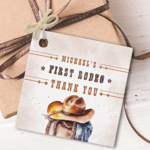 Étiquettes Cadeau PREMIÈRE RODÉE Wild West Cowboy 1st Birthday Boy