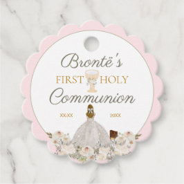 Étiquettes Cadeau Première Sainte Communion Élégant Blush Pink Faver