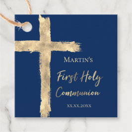 Étiquettes Cadeau Première Sainte Communion fausse feuille d'or Sain