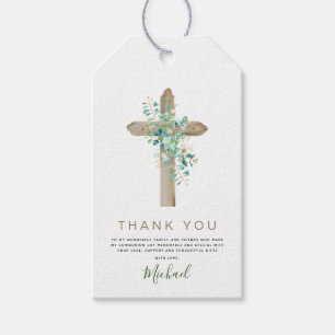 Étiquettes-cadeau Première Sainte Communion Merci Eucalyptus Vert