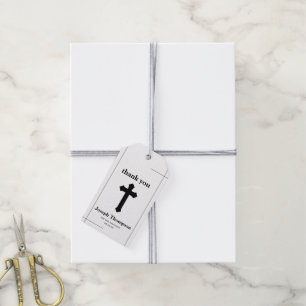 Étiquettes-cadeau Première sainte communion moderne de croix noire