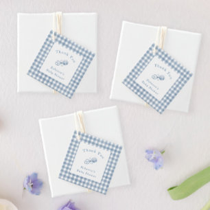 Étiquettes Cadeau Preppy Baby Boy En vichy bleu avec Merci de bétail