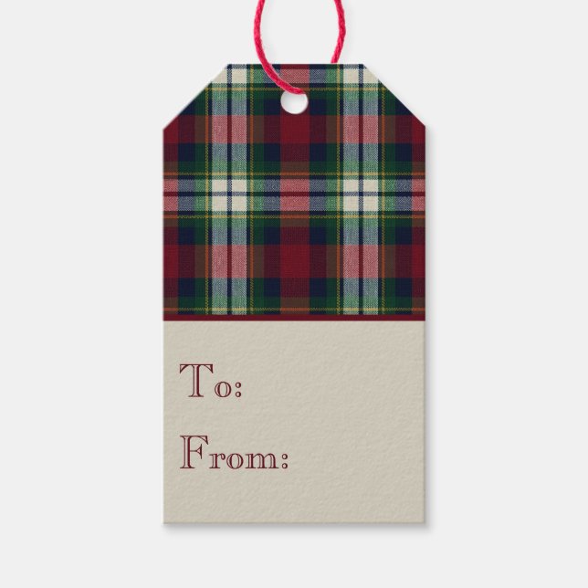 Étiquettes-cadeau Preppy Christmas Plaid (Devant)