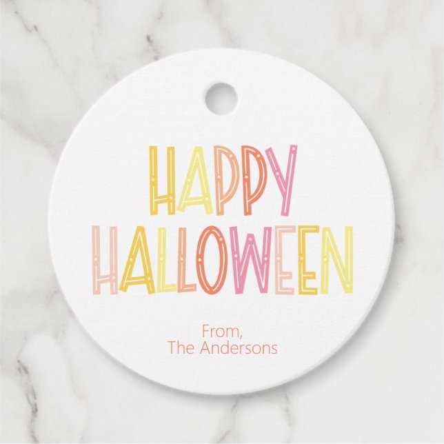 Étiquettes Cadeau Preppy Happy Halloween (Devant)