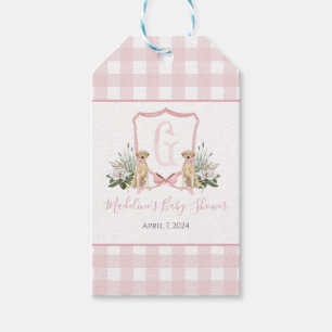 Étiquettes-cadeau Preppy Southern Rose Girl Baby shower chien