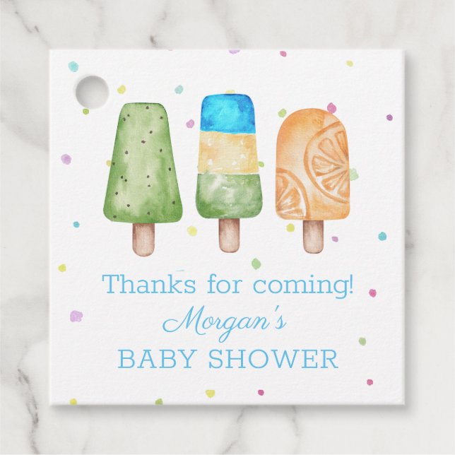 Étiquettes Cadeau Prêt à pop Baby shower été garçon Faveurs (Devant)