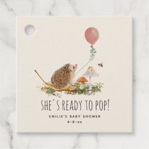 Étiquettes Cadeau Prêt à pop champignons Hérisson Baby shower rose