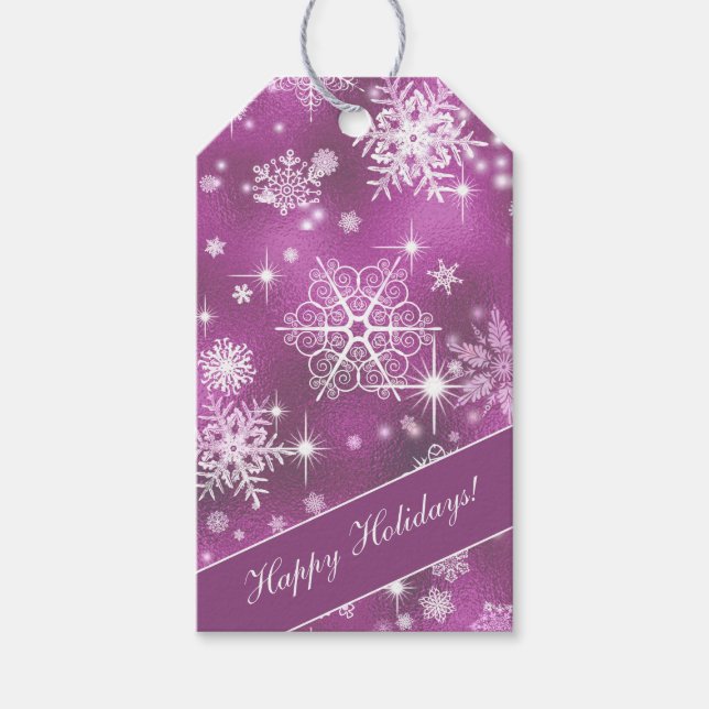 Étiquettes-cadeau Prettiest Snowflakes Motif Orchid rose ID846 (Devant)