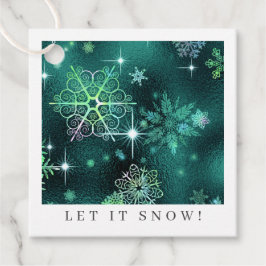 Étiquettes Cadeau Prettist Snowflakes Motif Green ID846