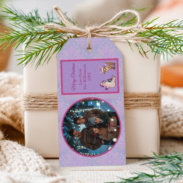 Étiquettes-cadeau Pretty Lilac Deer & Polar Bear Christmas Gift Tag (Créateur téléchargé)