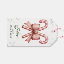 Étiquettes-cadeau Pretty Pink Candy Cane Merry Christmas