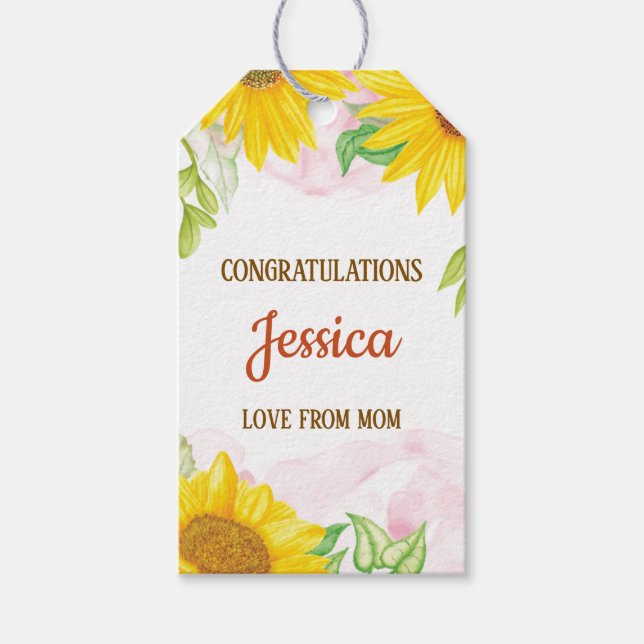 Étiquettes-cadeau Pretty Sunflower Baby Shower (Devant)