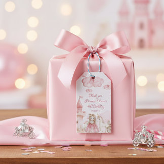 Étiquettes-cadeau Princess 4th birthday Pink Castle Unicorn Party 