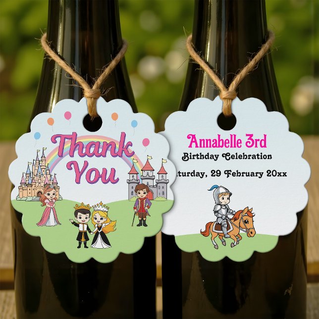 Étiquettes Cadeau Princess & Prince Fairytale Castle Cute Merci (Créateur téléchargé)