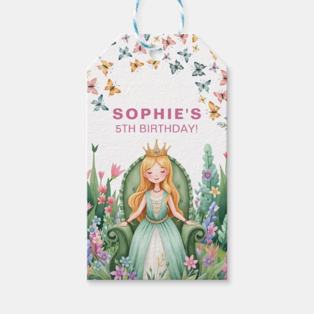 Étiquettes-cadeau Princesse Anniversaire Forêt Enchantée (Devant)