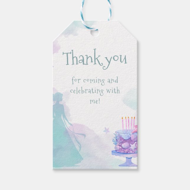Étiquettes-cadeau Princesse Bleue Violet Fête d'Anniversaire (Devant)