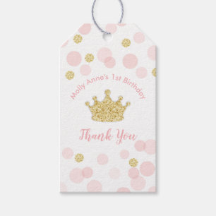 Étiquettes-cadeau Princesse Confetti Merci rose et or