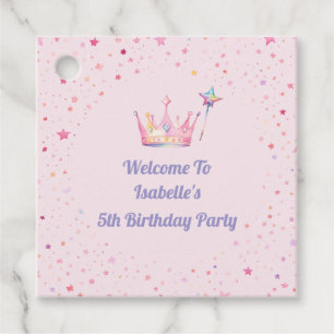 Étiquettes Cadeau Princesse Couronne Petite Fille Rose 5ème Annivers