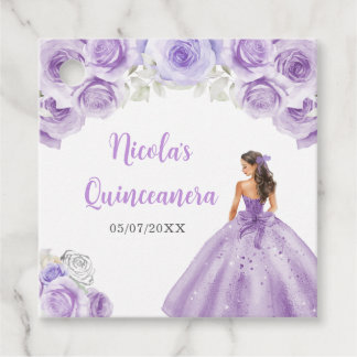 Étiquettes Cadeau Princesse Florale en Dusty Robe Violette Quinceane