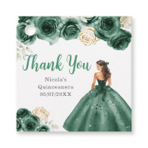 Princesse florale en robe vert foncé Quinceanera