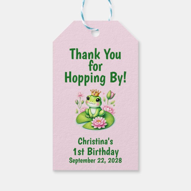 Étiquettes-cadeau Princesse Grenouille Merci Anniversaire  (Dos)