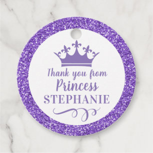 Étiquettes Cadeau Princesse Merci de la Couronne violette