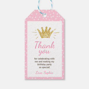 Étiquettes-cadeau Princesse merci tags Royal Crown rose et or