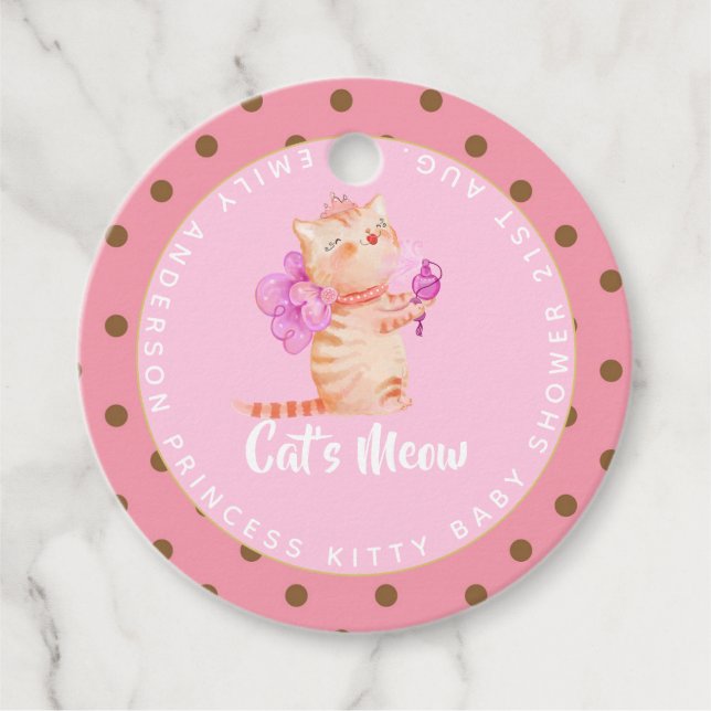 Étiquettes Cadeau Princesse (NOM) Est Les Chats Meow Girls Rose Douc (Devant)