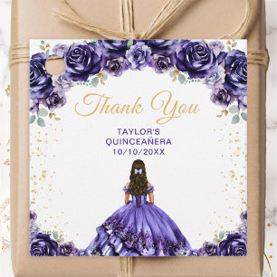 Étiquettes Cadeau Princesse pourpre foncée Quinceañera Merci
