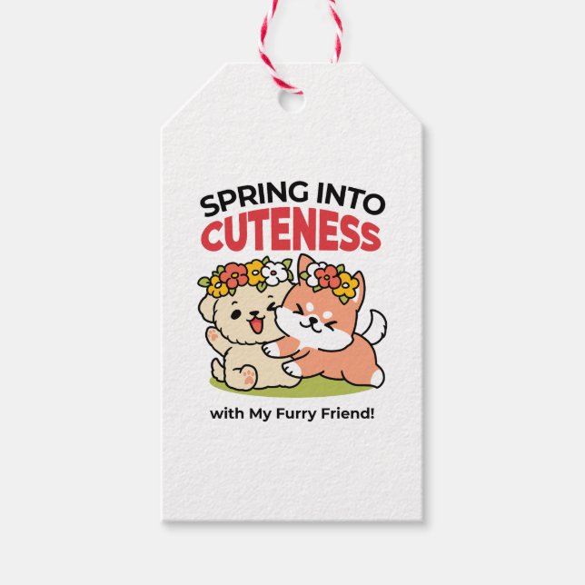 Étiquettes-cadeau Printemps dans la laideur - Illustration de chien  (Devant)