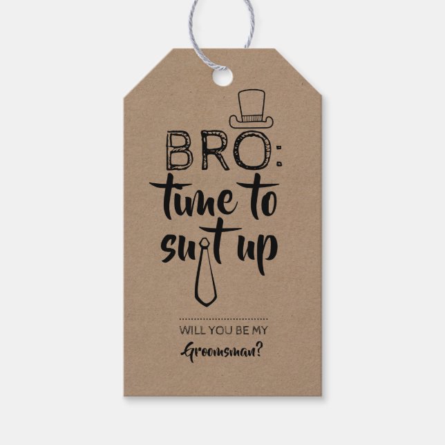 Étiquettes-cadeau Proposition amusante de Bro Groomsman (Devant)