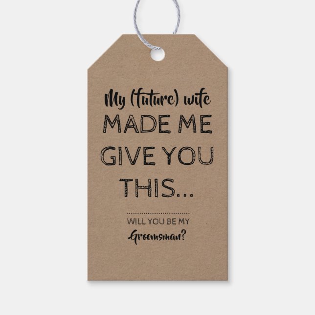 Étiquettes-cadeau Proposition Groomsman amusant (Devant)